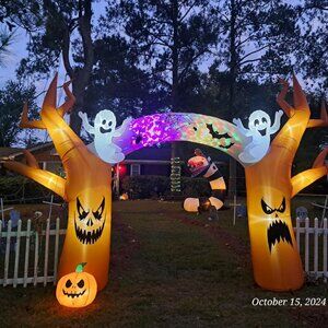 17 FT Ghost Arch Castle Halloween Blow Up Inflatable Decorations with LED Light